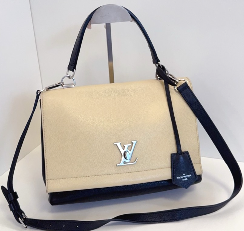 Louis Vuitton Lock Me Leather Calfskin 2-Way Top Handle Shoulder Bag for Women