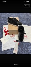 Christian Louboutin Herren Sneaker Schwarz Print Schnürer Sohle Rot EU 36