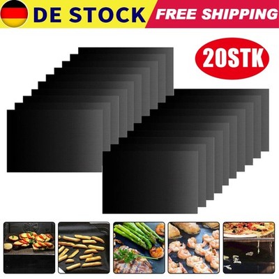 20x BBQ Grillmatte Antihaft Backmatten für Gasgrill Holzkohle Bratfolie 40x33cm