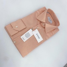 Eton Dress Shirt Mens L 16 - 41 Peach Signature Twill Slim Fit Formal Button Up