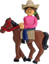 Horseback Riding Female Brown Personalized Christmas Tree Ornament