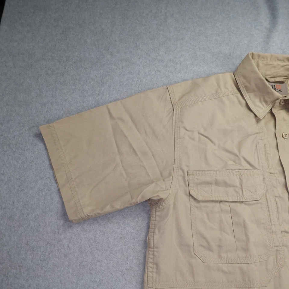 5.11 Tactical Shirt Mens Small Beige Short Sleeve Covert Concealed Carry Vented - Image 3 of 4