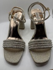Badgley Mischka Becca Crystal Embellished Heels Ankle Strap Rose Gold Size 10