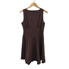 Quince Women Organic Stretch Jersey Drop Waist Mini Dress Espresso L