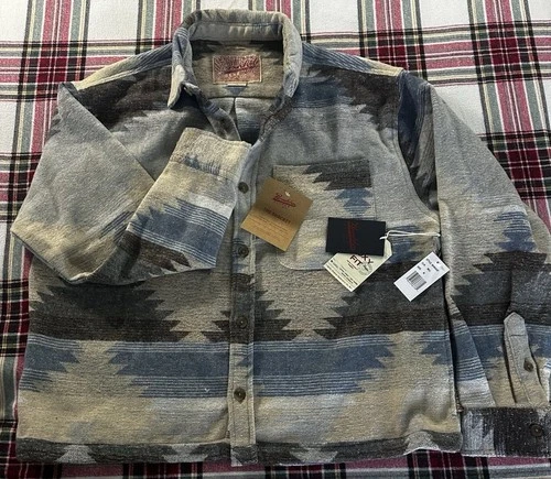 NWT Brooklyn Cloth Men’s Southwestern Aztec Shacket Heavy Flannel Jacket M image 2