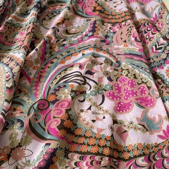 Y2K сердце душа ассиметричный Midi юбка женщин средний розовый коричневый пейсли богемное - Изображение 3 из 4