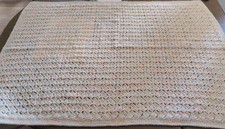 Handmade Crocheted Baby Blanket- White, Yellow, Peach- Stroller/ Bassinet Size-