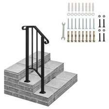 Iron Step Handrail 1-2Step Stair Railing Handrail Outdoor Garden Deck Hand Rail