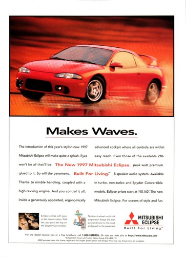 1997 Mitsubishi Eclipse Print Ad Red 2-Door Sports Coupe - Built For Living