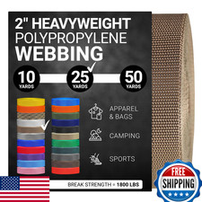 Strapworks Heavyweight Polypropylene Webbing - 2" Tan, 25-Yard, Heavy Duty