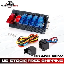 Carbon Ignition Switch Panel Engine Start Push Button LED 12V Toggle Racing Car