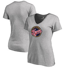 Women's Heathered Gray Indiana Fever Primary Logo V-Neck T-Shirt