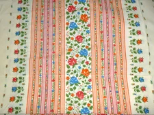 NOS Vtg 70s Fieldcrest Perfection Twin FLAT Sheet Multi Color Floral Stripe perc