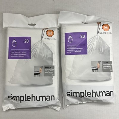 2 Simple Human Code H Custom Fit Trash Bags 8-9 Gallon 30-35 L White 20 ...
