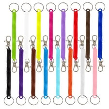 16Pcs Retractable Spring Coil Keychain Colorful Spiral Wrist Coil Key Chains ...