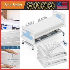 2 Pack Soft Fitted Hospital Bed Sheets 36x80x9" Elastic White for Home Care