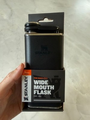 Stanley Classic Easy Fill Wide Mouth Flask  8 oz .23 L Black Stainless Steel