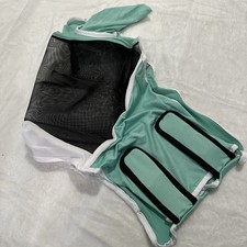 Horse Fly Mask UV Protection Black Soft Mesh Breathable Stretch Green M Size