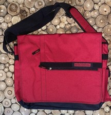 Large Computer Laptop Messenger Bag Red Adjustable Padded Strap 10 Pockets NEW