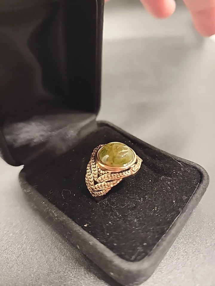 Anillo de cobre Timna con piedra Cabachon Unakita JTV COP635 talla 7 Foto 2 de 4