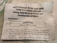 Mercruiser Trim Cylinder Repair Kit 25-87400A2 87399A1  MCM-120R 260R OEM