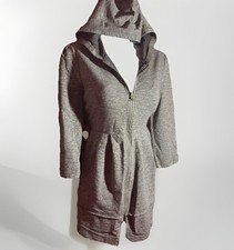 Adorable Hooded Jacket Charcoal Gray Zip Mid Length Women s L