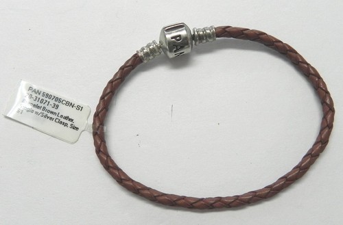 S889  Pandora Single Brown Leather Bracelet 590705CBN-S1 - Size 17 cm