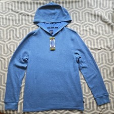 Gap Waffle Henley Hoodie Men Size Medium Dutch BlueLong Sleeve Pullover NWT