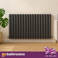 Grey Double Column Radiator 600x1000mm Modern Horizontal Oval Panel Heating Rad