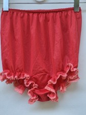 Vintage 70s Jer Marai Red Nylon High Waist Gusset Ruffle Lace Pin Up Panties