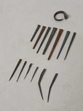 Lot of (14) Coffin Nails Late 19th Century  Original Square Cut 1800s w/ Ring 