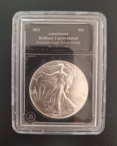 2021 American Silver Eagle, BU, 1 oz. 0.999 Silver in Bradford Exchange Holder
