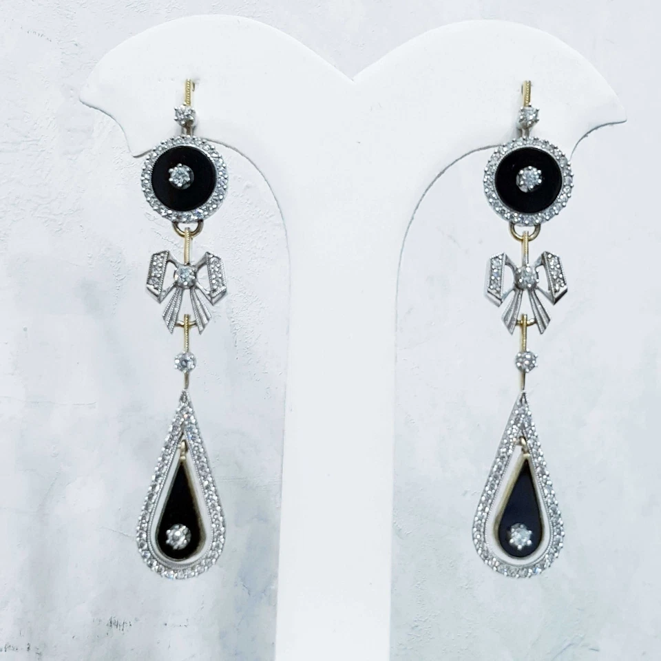 Orecchini in Oro 18 kt Onice e Diamanti - SCONTO 50% Lotto 1.50 - Immagine 3 di 3