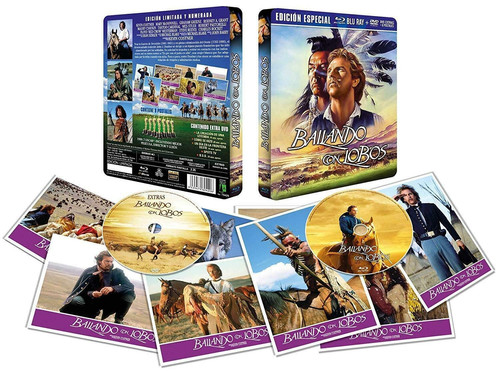 Bailando con Lobos BD + DVD Edición Metálica Limitada+ 8 Postales 1990 Dance Wit - Imagen 1 de 3