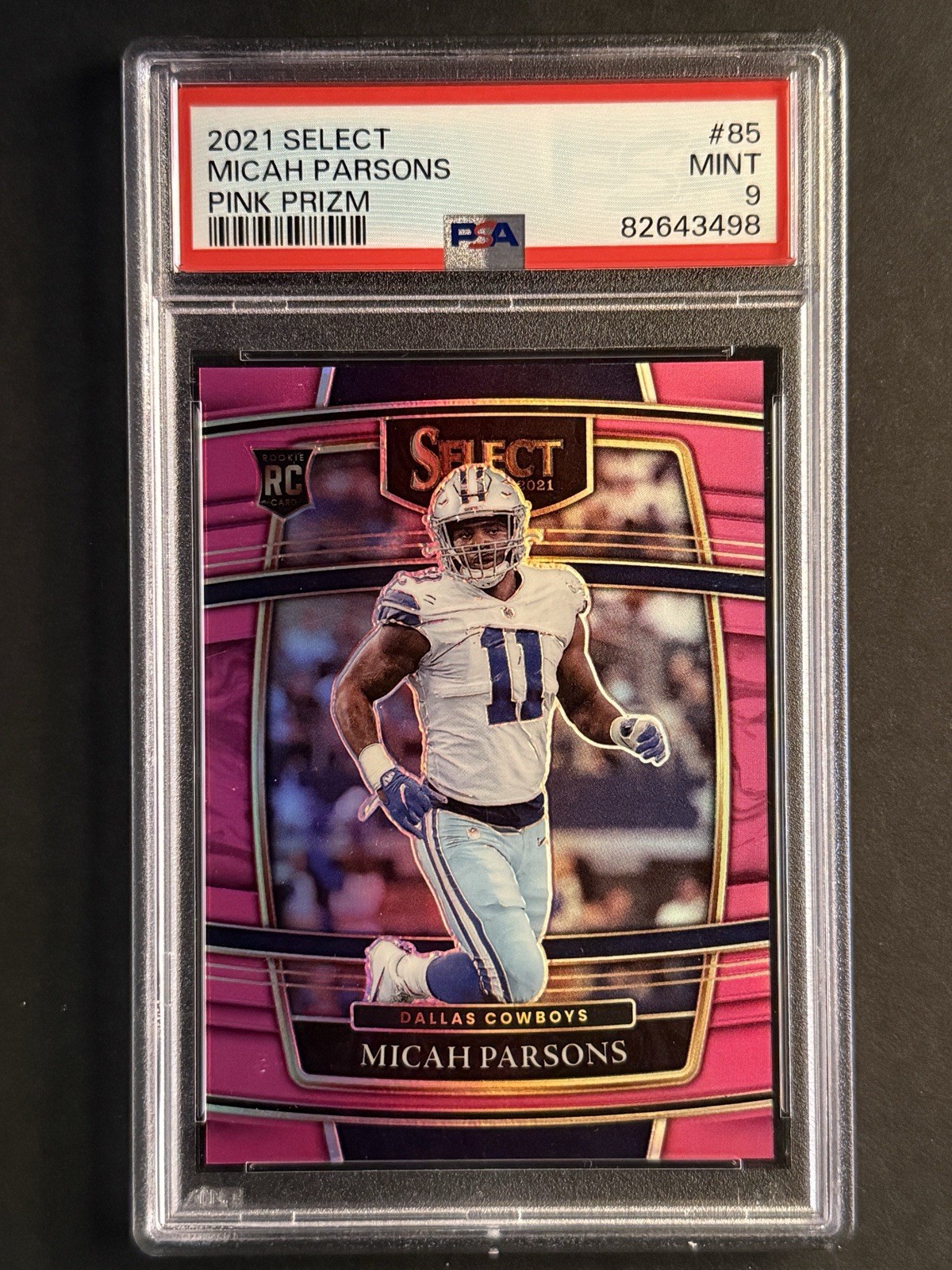 2021 Select Micah Parsons Concourse Pink Prizm /10 #85 Rookie RC Cowboys PSA 9