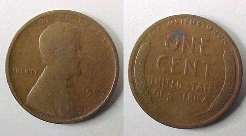 1909 P Lincoln Cent Good - Very Good G - VG  (NO VDB)