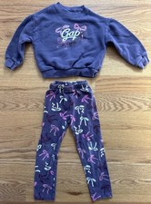Baby Gap Purple Matching Bows Sweatshirt and Leggings Set - 3/4T