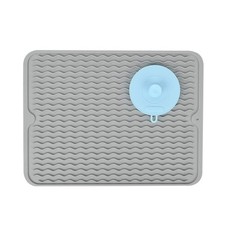 Super Kitchen Large Silicone Dish Drying Mat Draining Board 40&times;30 cm, Gray