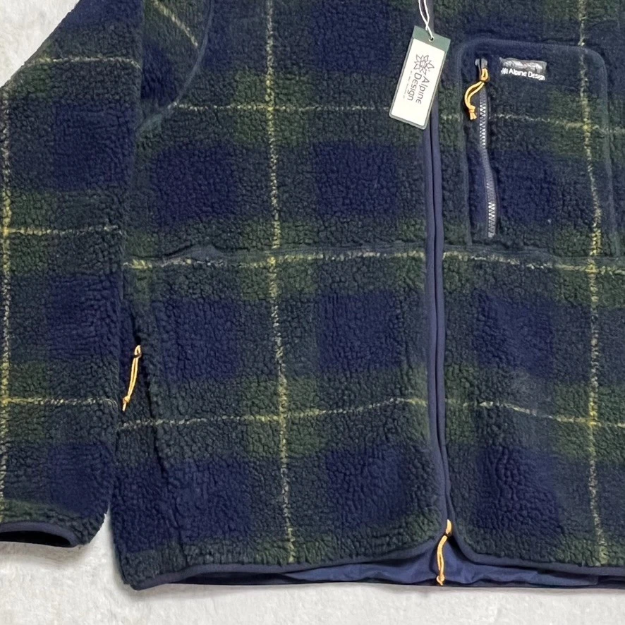 Chaqueta polar Sherpa diseño alpino para hombre GRANDE verde azul marino a cuadros senderismo al aire libre Foto 4 de 4