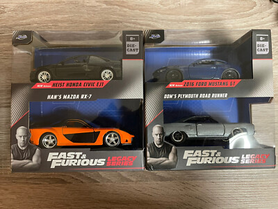 Jada Furious & Furious Legacy Series Civic & Rx-7/Mustang & Road