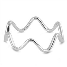 .925 Sterling Silver Thin Abstract Wraparound Wave Ring NEW