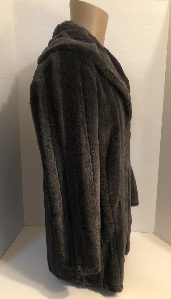 Abrigo de piel sintética gris Slinky Brand XS para mujer Foto 2 de 4