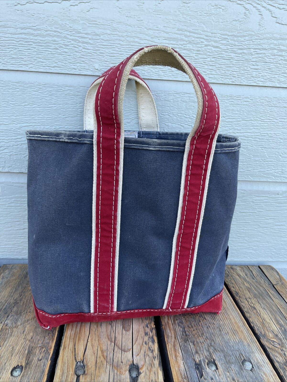 RARE Vintage 80s L.L.Bean Boat and Tote Bag Faded NAVY BLUE w