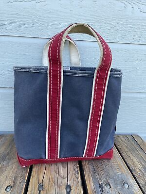 RARE Vintage 80s L.L.Bean Boat and Tote Bag Faded NAVY BLUE w/ Red