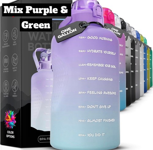 One Gallon Motivational Water Bottle With Straw And Handle. BPA FREE. USA - Picture 4 of 11
