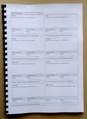 Food Standards Agency 4 Weekly Review Diary-Restaurant-Takeaway-66 Sheets-1 Year