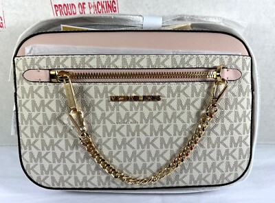 Michael Kors Jet Set East West Chain PVC Signature MK Large Crossbody Bag