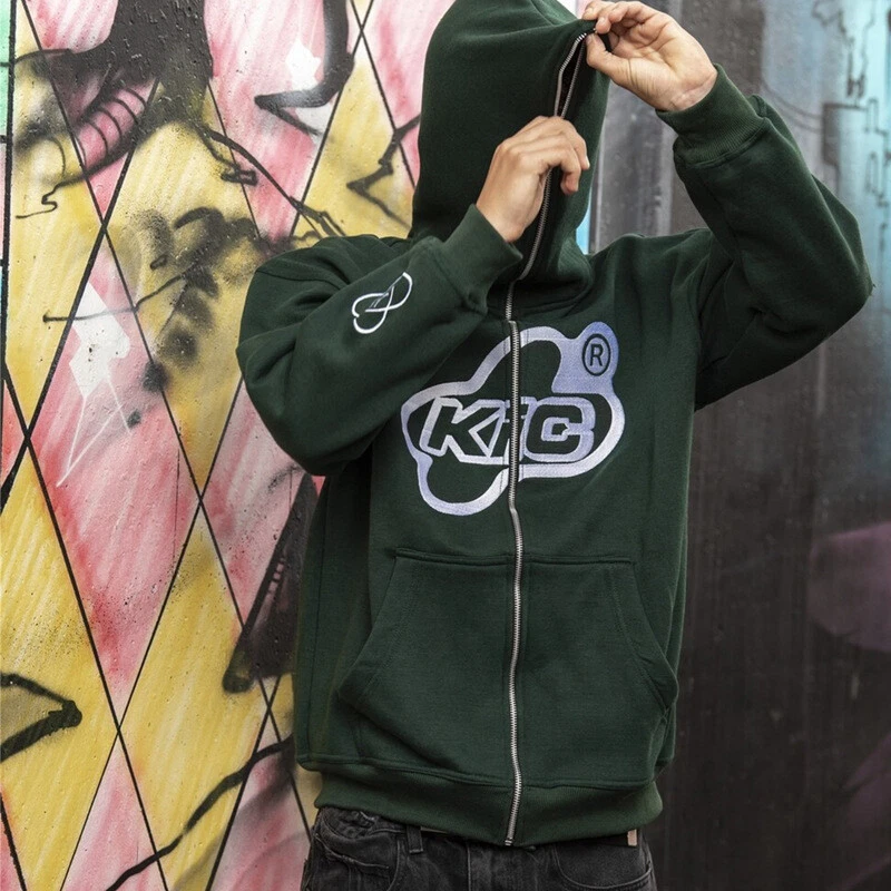 Menu0026#039;s Graphic Full-Zip Hoodie, Y2K Hoodie Street Fashion | eBay