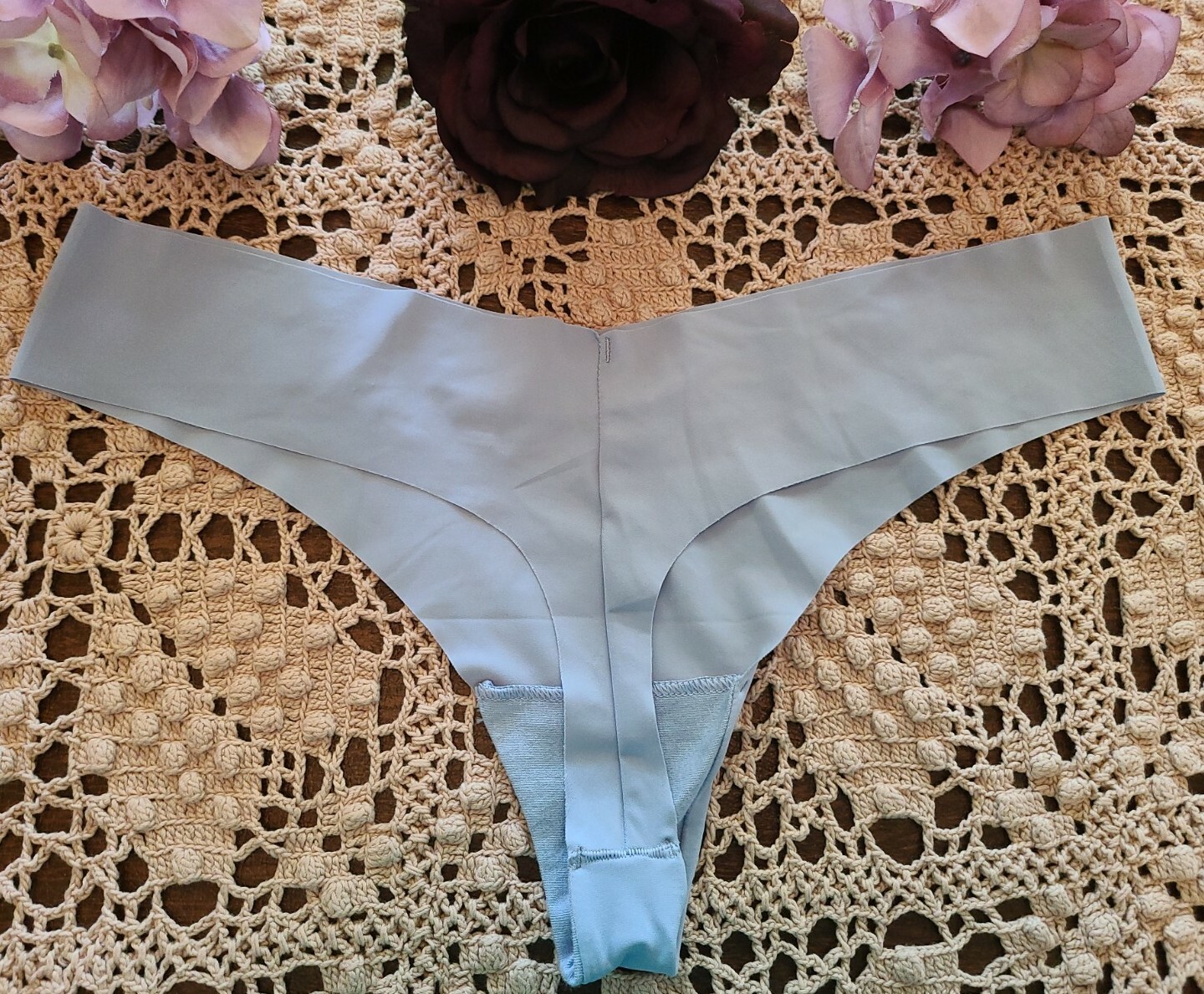 L/7 AERIE SeXy Second Skin Blue Thong Tanga Panty RN 54485