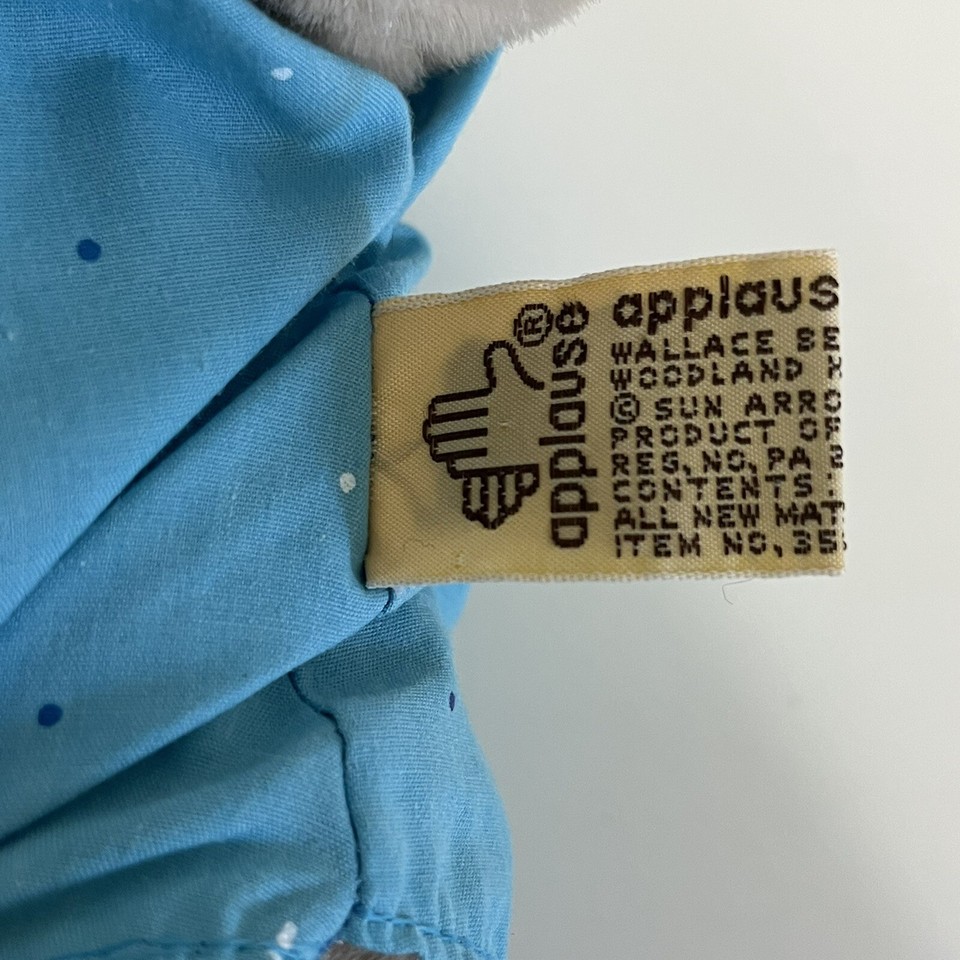 Vintage Applause Wilfred Pig Plush Stuffed Animal 1980s Blue Outfit